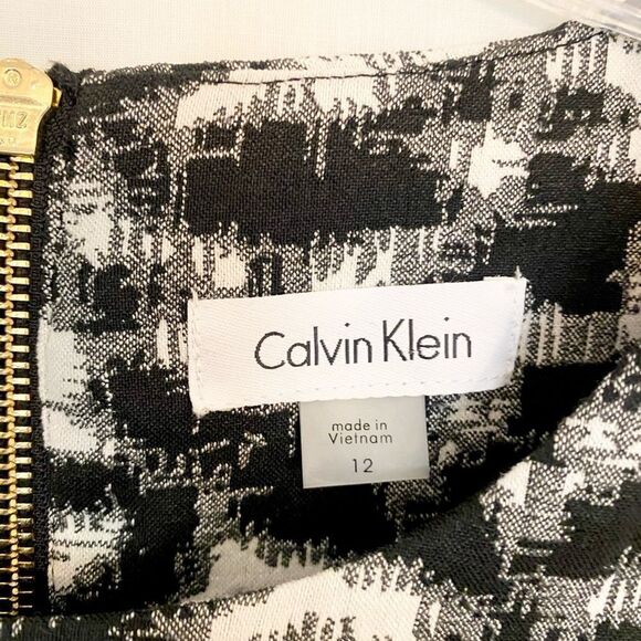 Calvin Klein Elegant Black and White Patterned Dress size 12 - Picture 4 of 13